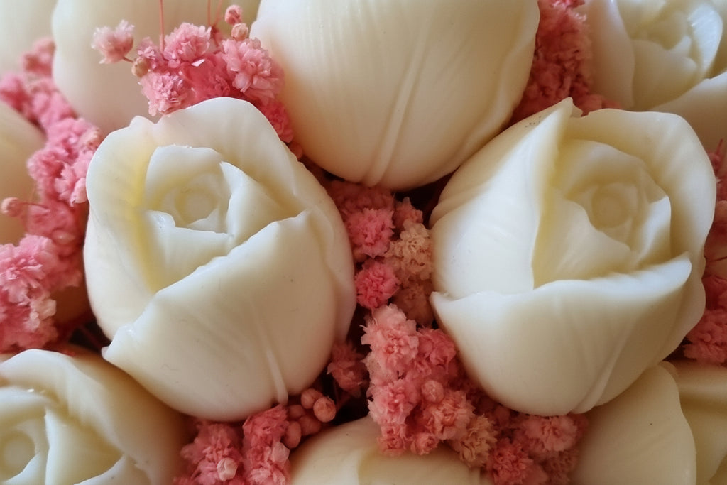 Bouquet de tulipes en cire & fleurs séchées – Coffret fleuri