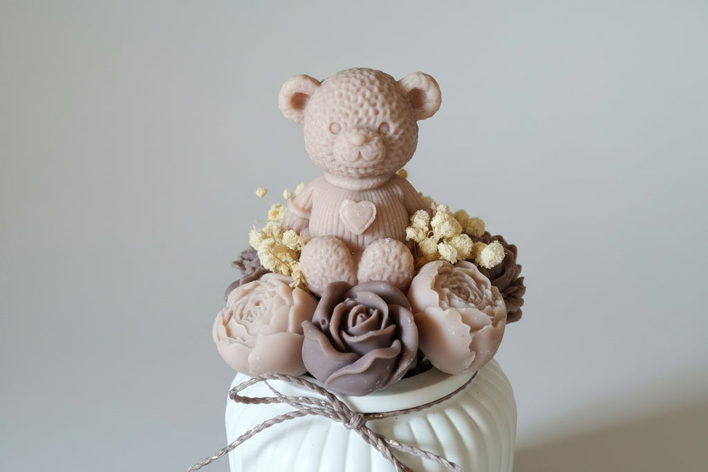 Bouquet de Bougies Fleur & Ourson
