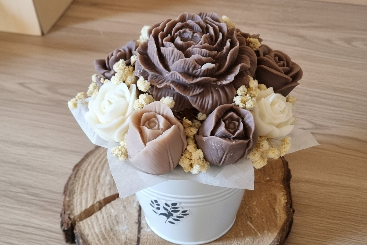 Bouquet de fleurs en cire végétale soja & olive