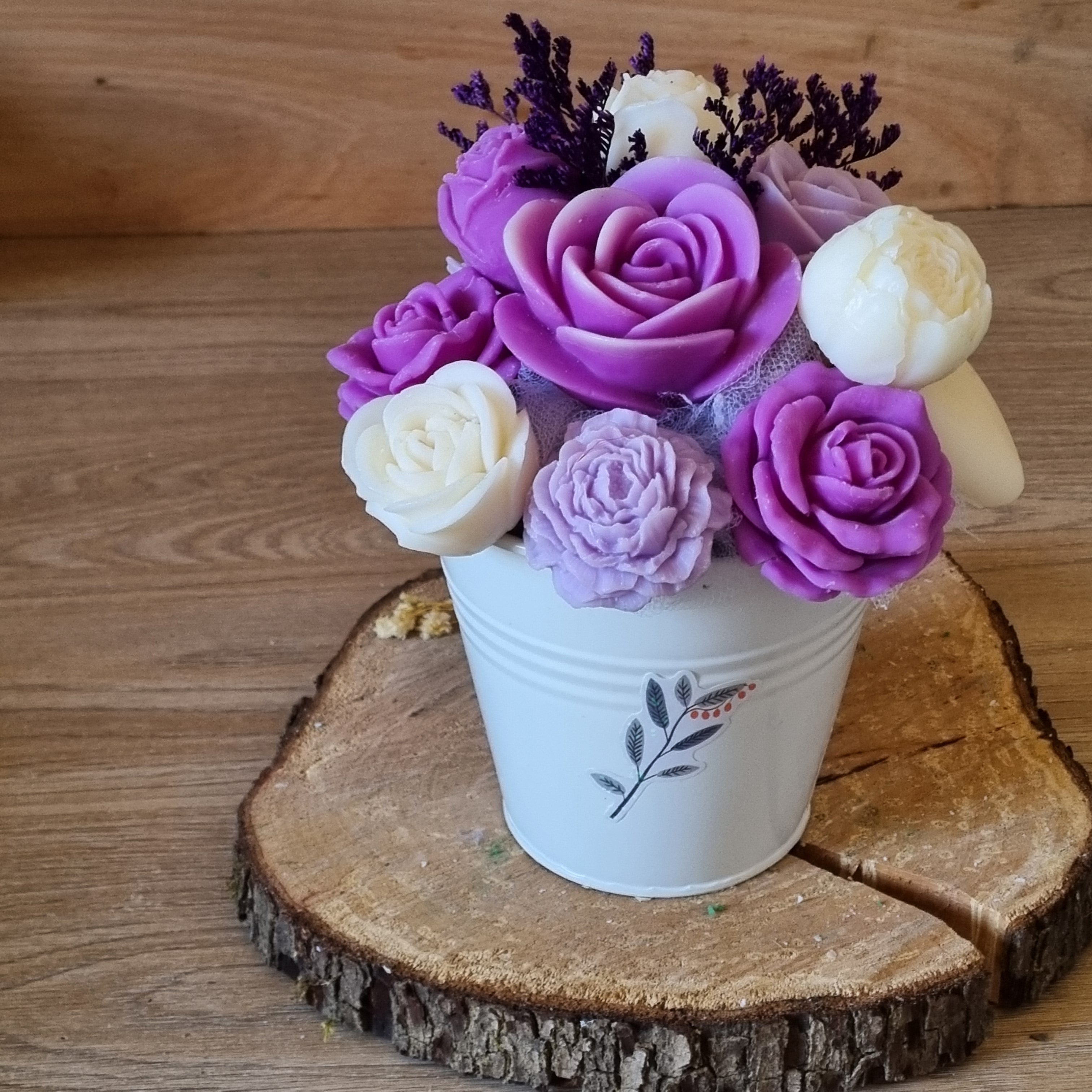 Bouquet de fleurs en cire végétale soja & olive