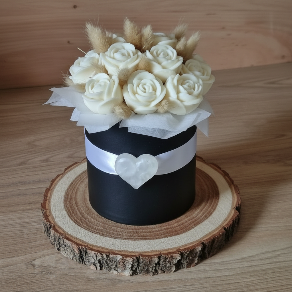Bouquet de roses en cire & fleurs séchées – Coffret fleuri