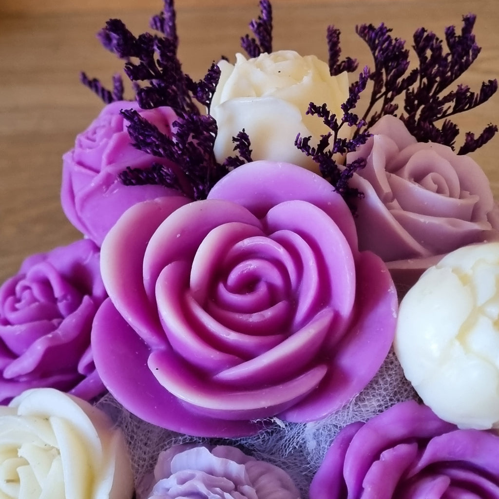 Bouquet de fleurs en cire végétale soja & olive