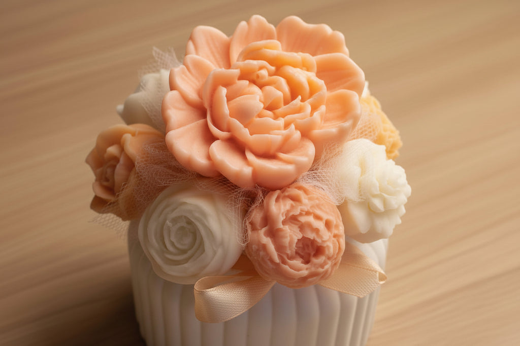 Bouquet de fleurs en bougie – Vase blanc