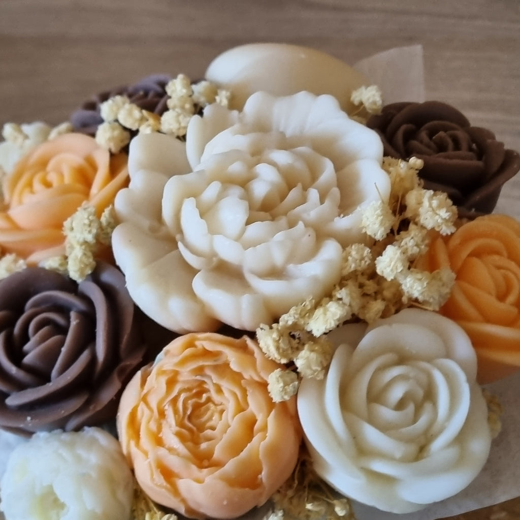 Bouquet de fleurs en cire végétale soja & olive