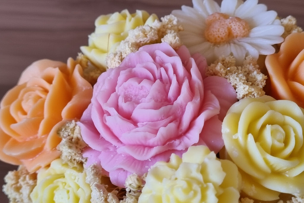 Bouquet de fleurs en cire végétale soja & olive